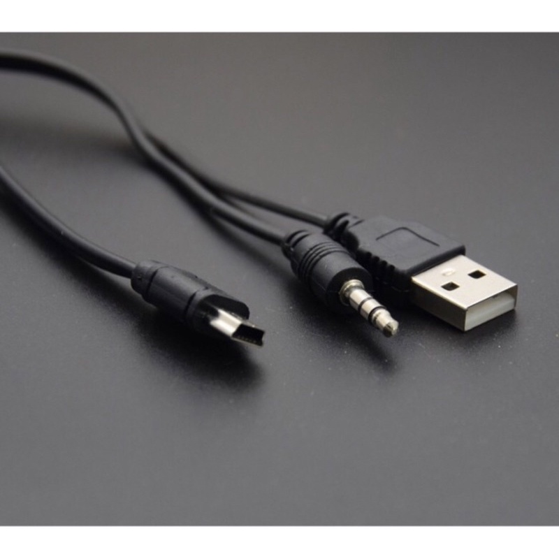 Kabel Mini USB to aux 3,5mm + usb male audio splitter