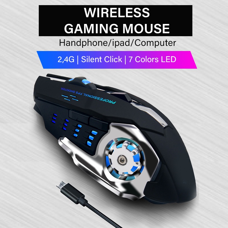 【COD】Viqoo Rechargeable RGB Gaming Mouse Wireless Ultra Thin Silent LED Light Computer Laptop Rechargeable Wireless Mouse