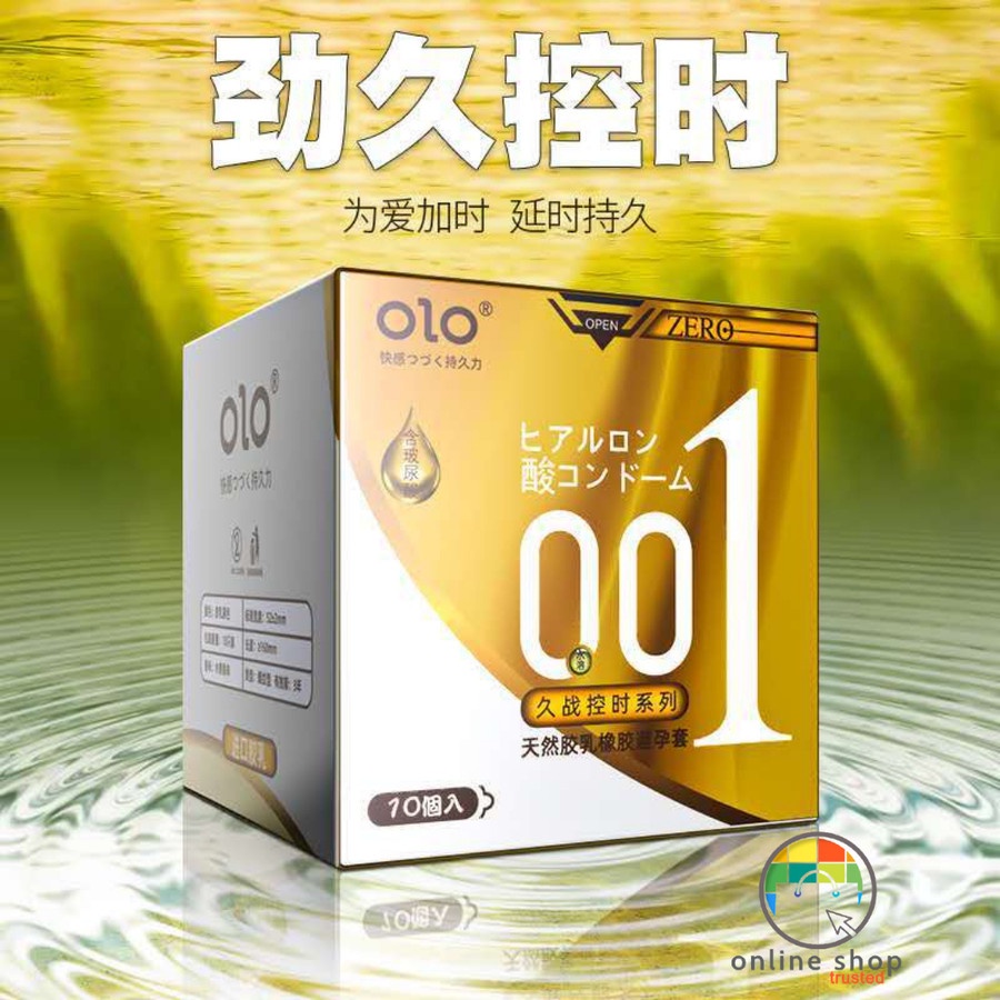 OLO Kondom Isi 10pcs Kondom Tipis 001 Longlasting - GOLD