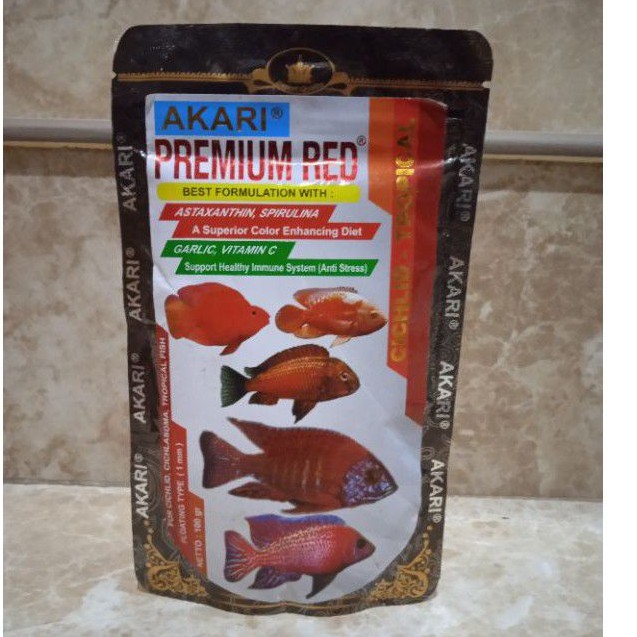 AKARI PREMIUM CICHLID-TROPICAL 100 gram (RED, BLUE, YELLOW)