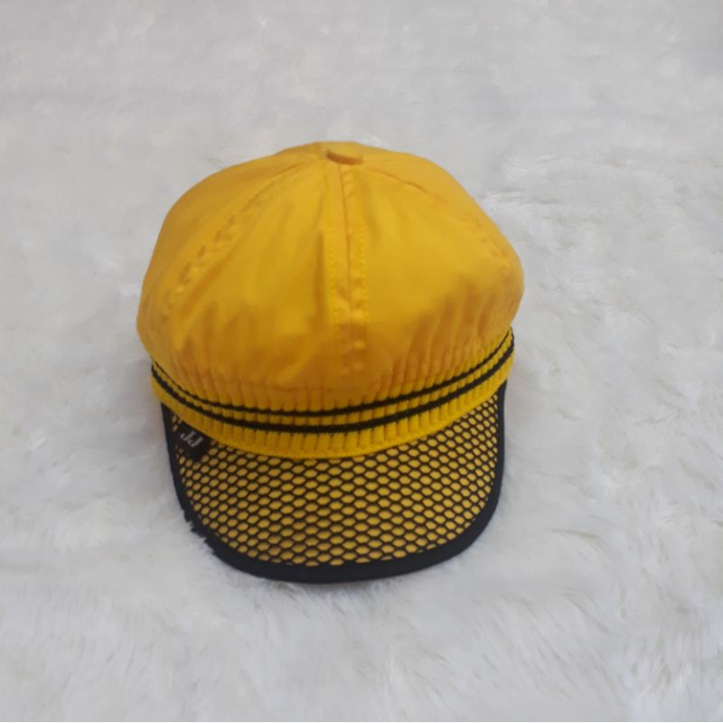 Topi Anak komando jaring JJ size 1th free bordir nama-Kuning