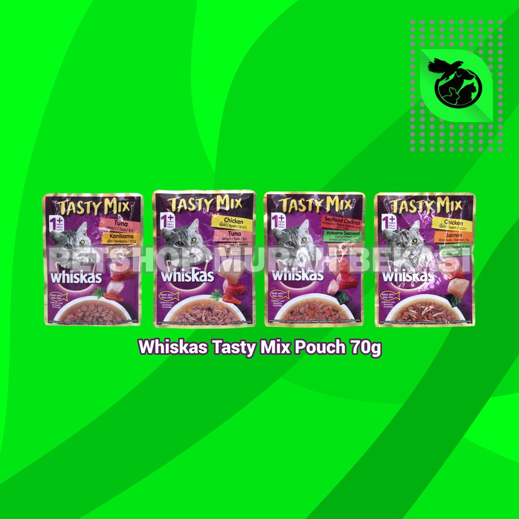 Whiskas Tasty Mix Wet Food Makanan Kucing Pouch 70 Gram