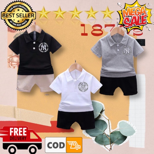 VISION ONLINE-SETELAN NY POLO ANAK LAKI LAKI USIA 1 2 3 TAHUN MURAH KEKINIAN IMPORT KOREAN STYLE COD