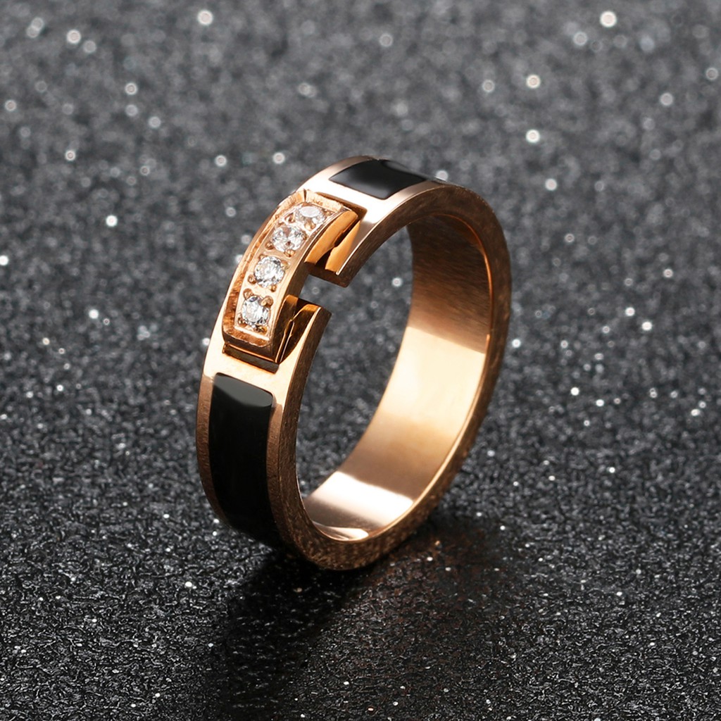 Cincin Titanium Mini Korea Wanita Fashion CK057 rose gold simple elegant cocok pesta kantor formal