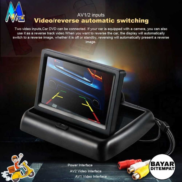 Monitor Parkir Mobil Lipat Lcd Display TFT 4.3 Inch