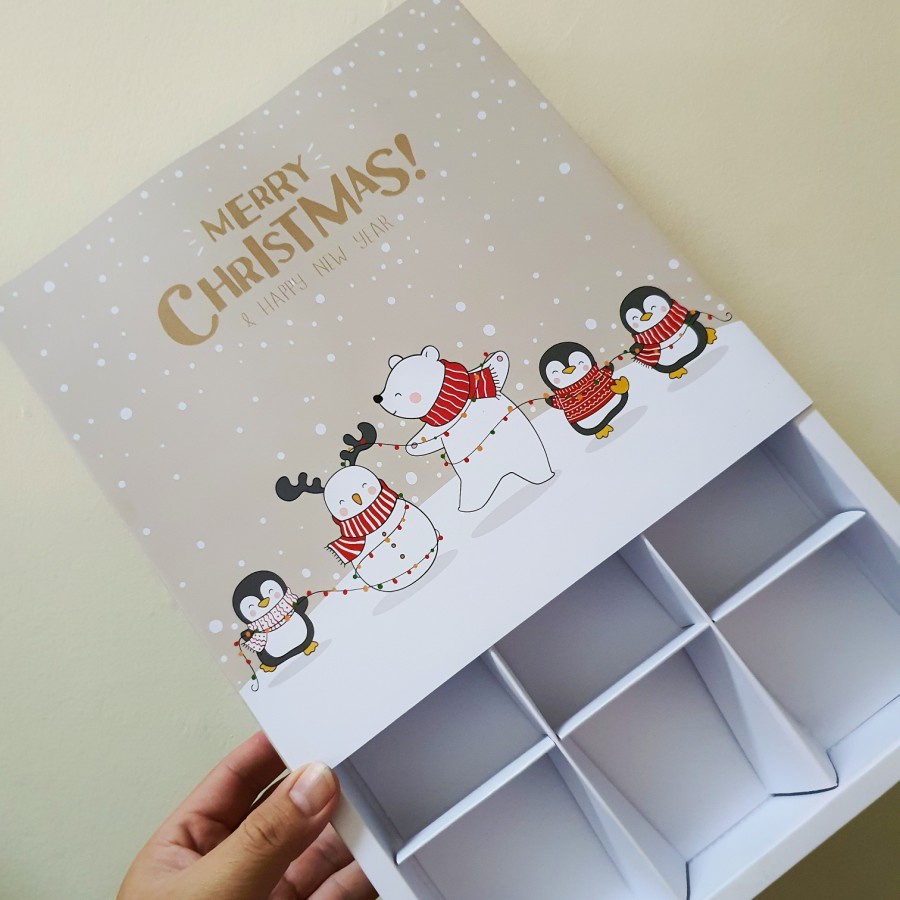 

(5 Pcs) Dus Kue Natal Kotak Box Cake Eggtart Dus Kemasan Fruit Pie Sekat 9 Merry Christmas Packaging Hampers