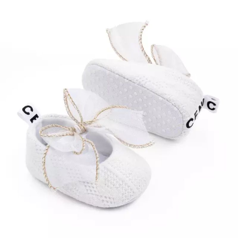 Sepatu Bayi Perempuan Pita Knit Renda - Sepatu Prewalker Baby S1212