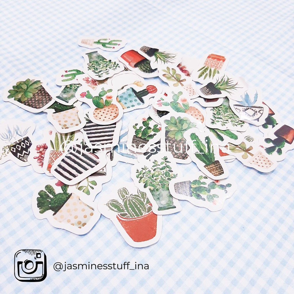 

45 Pcs Green Plants Stickers Deco Box / Scrapbook Stickers / Stiker Deco Box Tanaman HIjau