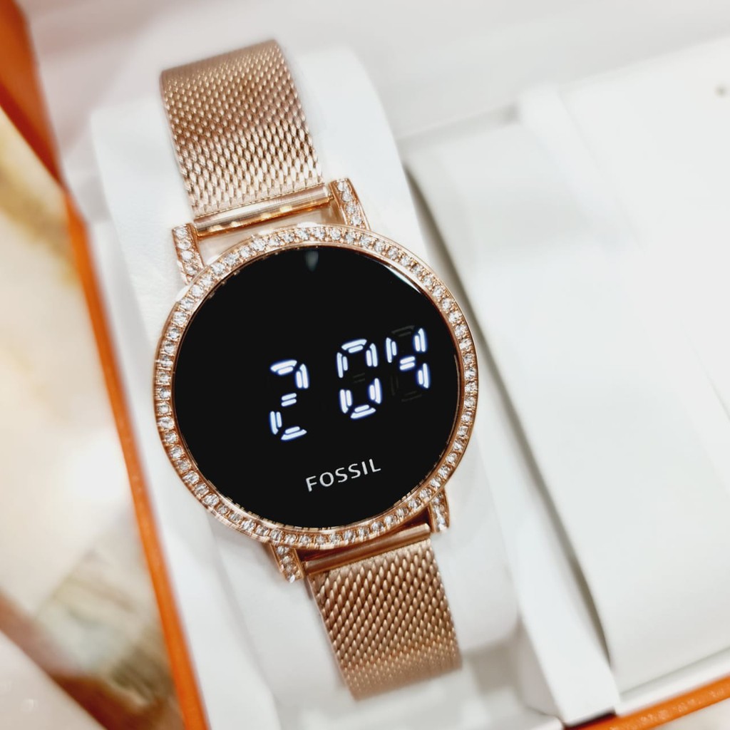 Best Seller Jam Tangan Wanita / Cewek Foxxil Mata Pasir Stainless 2969JM Led Touch Watch + Box COD