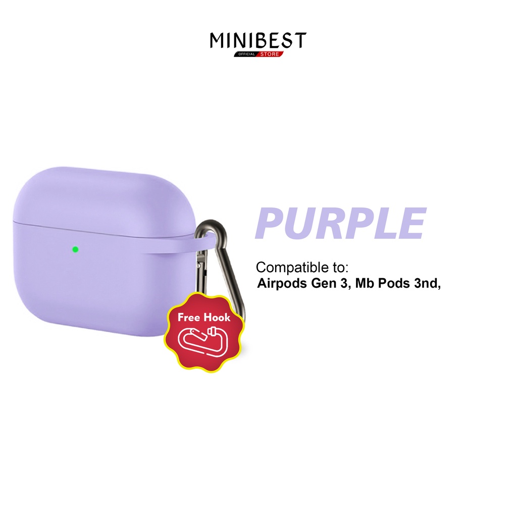 MINIBEST Case / Casing MB_Pods 3rd Generation (Premium Silicone Softcase + Free Hook) by minibest Indonesia-G3 Purple