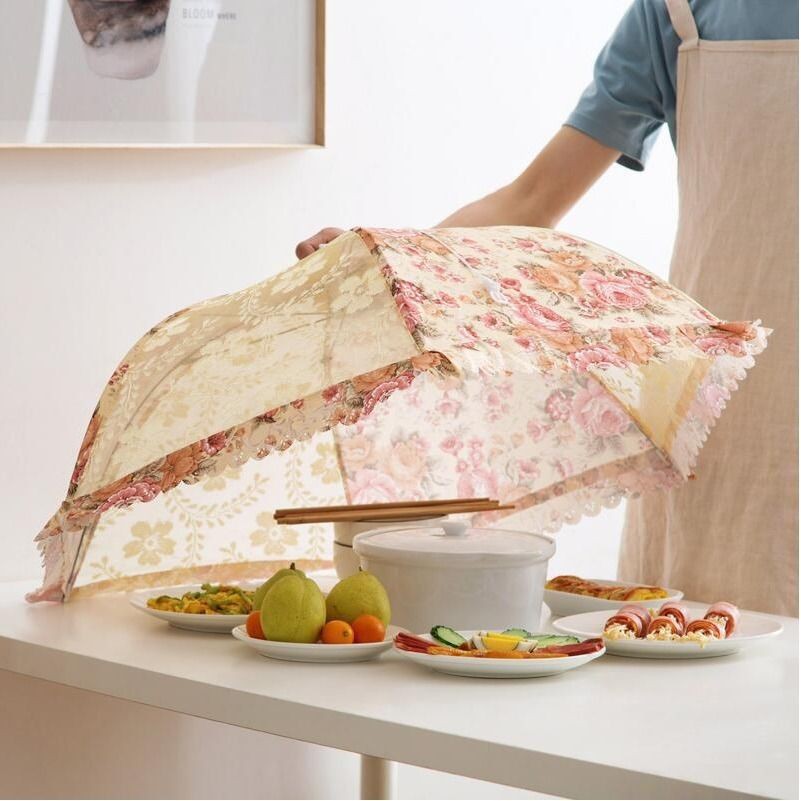 WJ255 Tudung Saji Lipat Renda Payet Cantik / Penutup Makanan Lipat