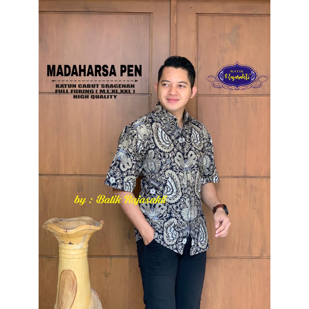 MADAHARSA BAJU kemeja batik pria lengan panjang terbaru ORIGINAL  PENDEK BSO OFFICIAL