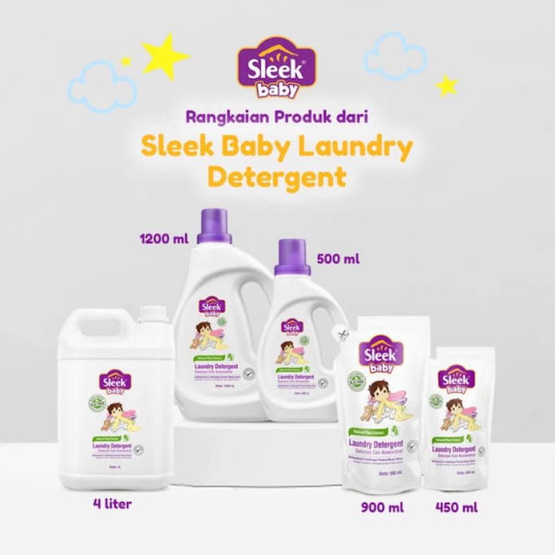 SLEEK BABY LAUNDRY DETERGENT POUCH BOTTLE 450ML 500ML / SABUN CUCI BAJU BAYI / DETERJEN BAYI AMAN LEMBUT