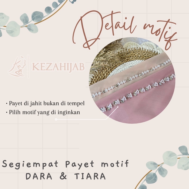 Keza - Segiempat Payet Motif Dara &amp; Tiara /Hijab Payet Motif Dara &amp; Tiara/Hijab Segiempat Payet Payet 50++ WARNA Part 2