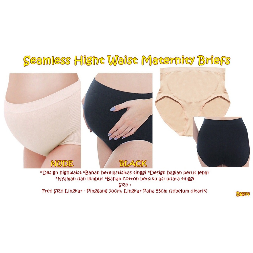 Mooi Mom Seamless Hight Waist Maternity Briefs Celana Ibu Hamil