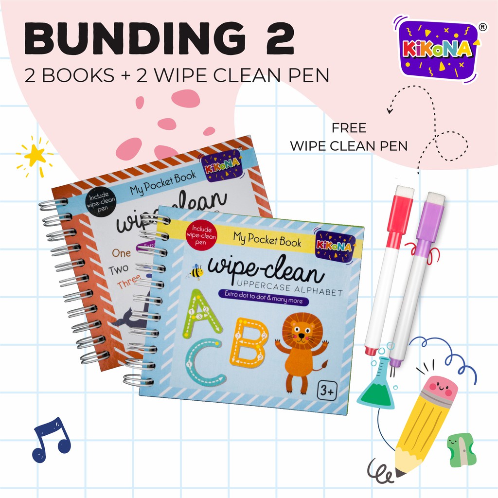 

Paket Bundling 2 BOOKS - My Pocket Book Wipe Clean Series (FREE 2 spidol wipe clean)