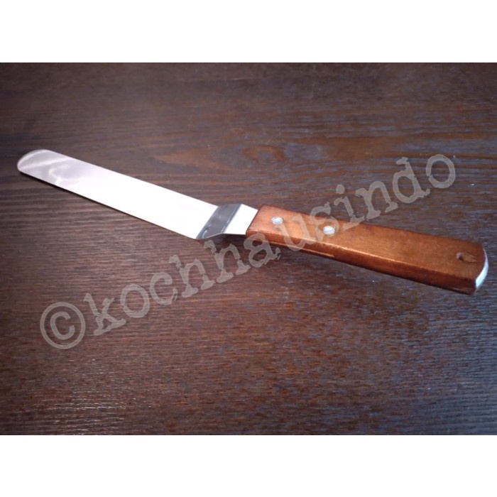 

KUE-PENGHIAS-ALAT- 8 INCH WOODEN HANDLE CURVE KNIFE CAKE SPATULA BENGKOK BAKEST -ALAT-PENGHIAS-KUE.