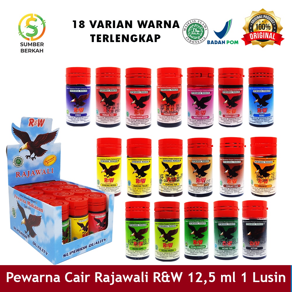 Pewarna Makanan Minuman Kue Rajawali R&amp;W RW 12,5 ml 1 Lusin