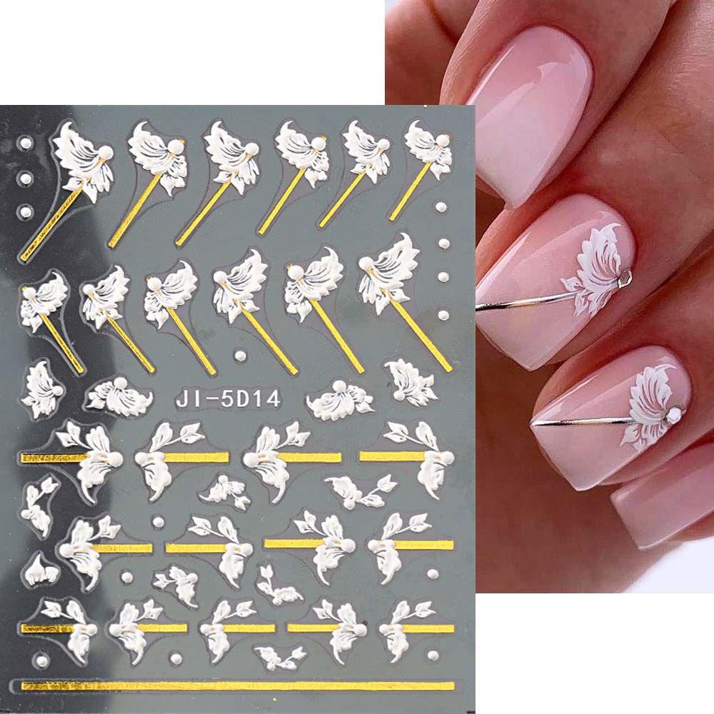 MXBEAUTY Bunga Stiker Kuku Wanita Fashion Manicure Aksesoris Alfabet Inggris Perekat Diri Nail Art Dekorasi