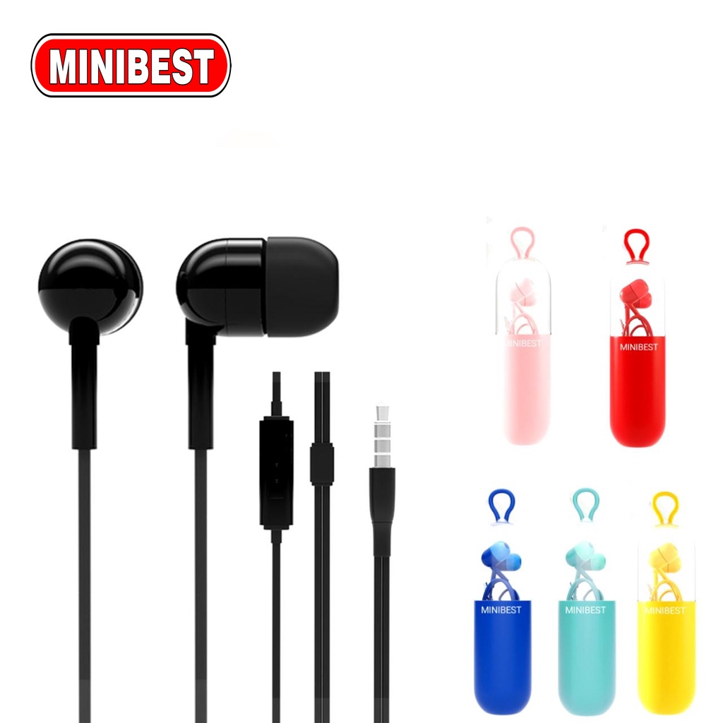 MB Earphone Kabel Macaron Earbuds in Ear Noise Cancelling Awet Universal Capsule colorful dengan Mic