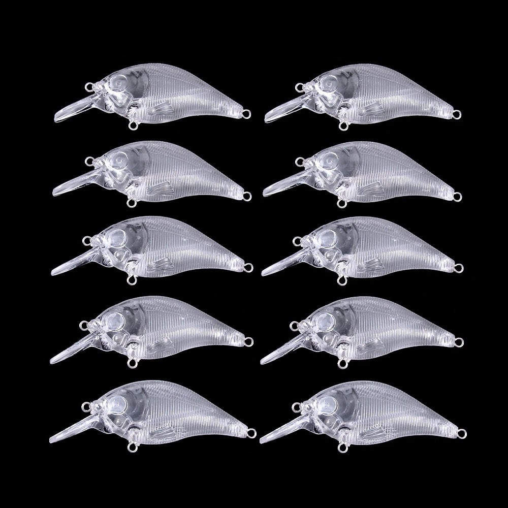 HENGJIA 10Pcs Unpainted Crankbait Umpan Pancing 7.5cm/8.9g Fishing Lure Ikan Bass Kail Bait Tackle