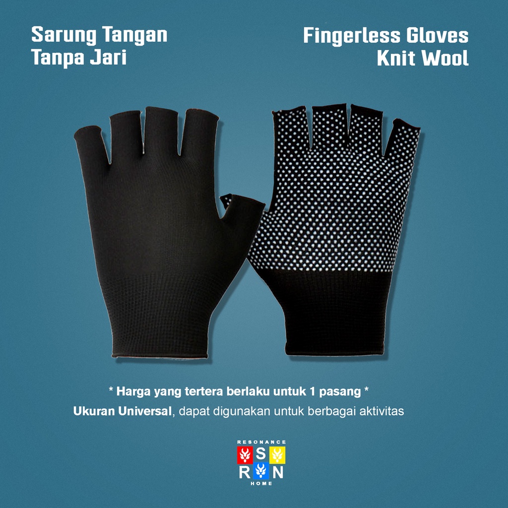 Sarung Tangan Rajut Bintik Half Finger Anti Slip Gloves Resonance Home