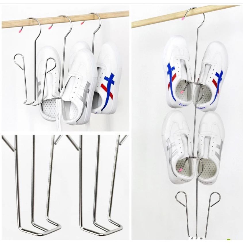 RST Gantungan besi stainless steel Hanger Sepatu Sandal Slop Jemuran Kaos Kaki Serbaguna tas