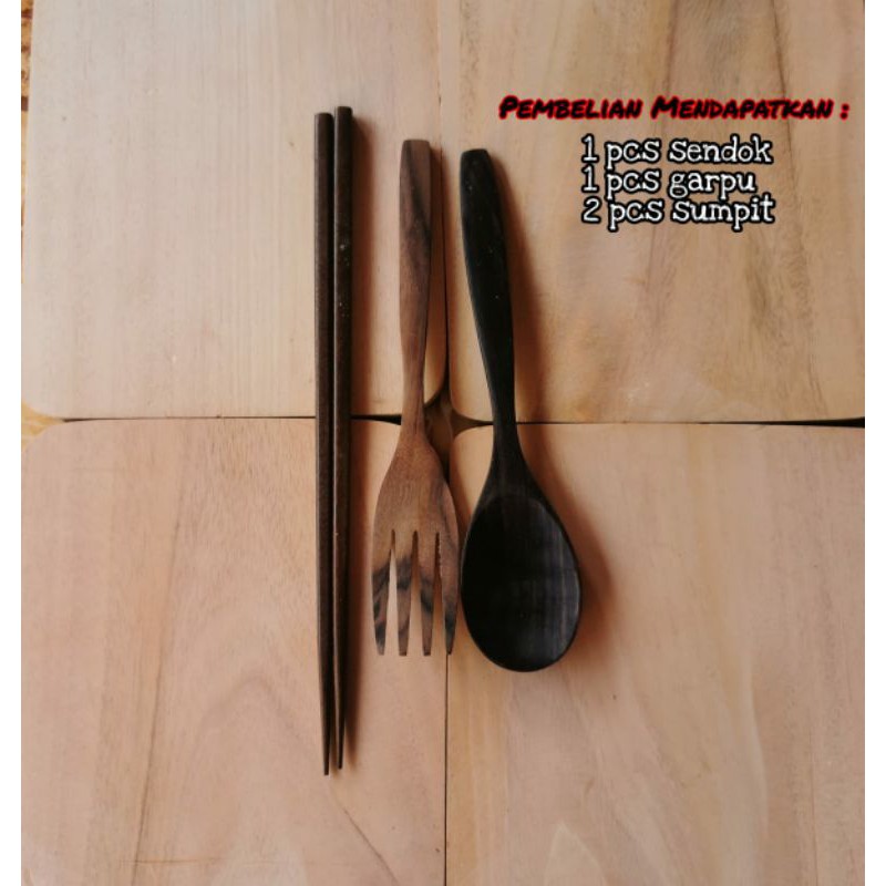 Jual Paket Hemat Alat Makan Set Kayuwooden Cutlery Set / Souvenir |1 ...