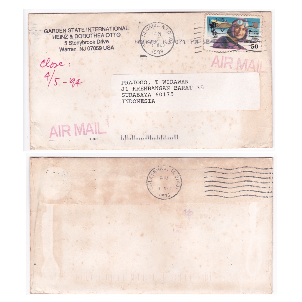 

Amplop Surat USA Amerika Serikat tahun 1994