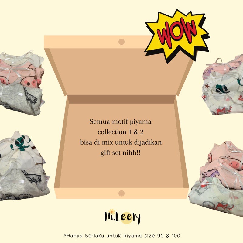 GIFT BOX ANAK PEREMPUAN DAPAT 3 SEKALIGUS PIYAMA ANAK MURAH BERKUALITAS   SIZE 90-100 KATUN 100%