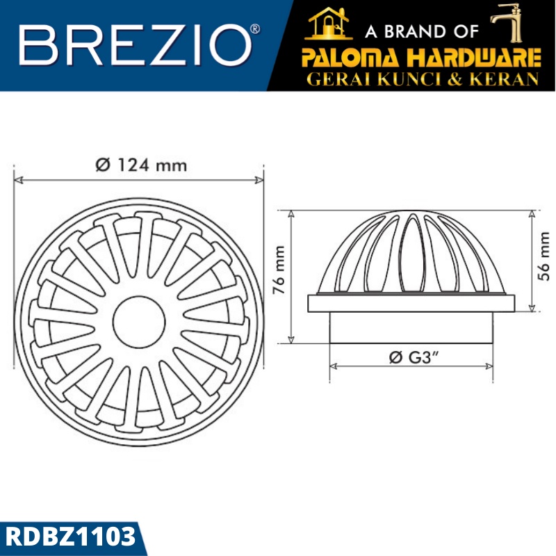 BREZIO ROOF DRAIN 3&quot; RDBZ 1103 Saringan Talang Air Saringan Dak Afur