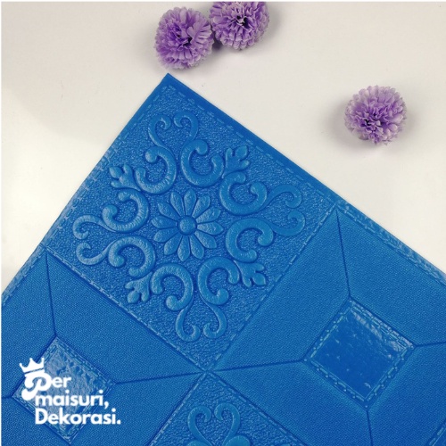 [COD] Wallpaper Dinding Stiker Wallfoam 3D Sticker Dekorasi Kamar Rumah Murah [Seri C] Batik-Biru Laut