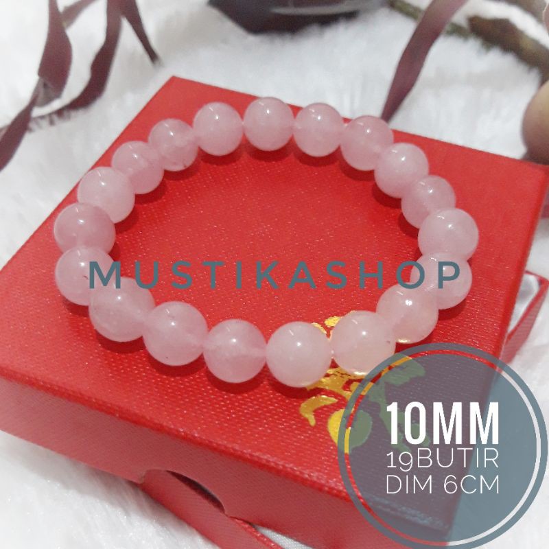 Gelang Batu Akik Pink Quartz Termurah Untuk Wanita Asli Batu