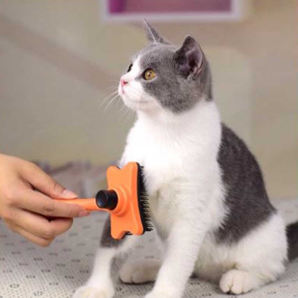 INDOMINI R752 Sisir Grooming Brush Anjing Kucing Kelinci Self Quick Cleaning Tombol