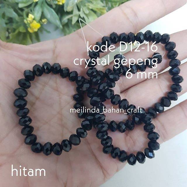Crystal gepeng doff 6mm per string 90 pcs. Bahan kalung gelang aksesoris manik payet garment D12
