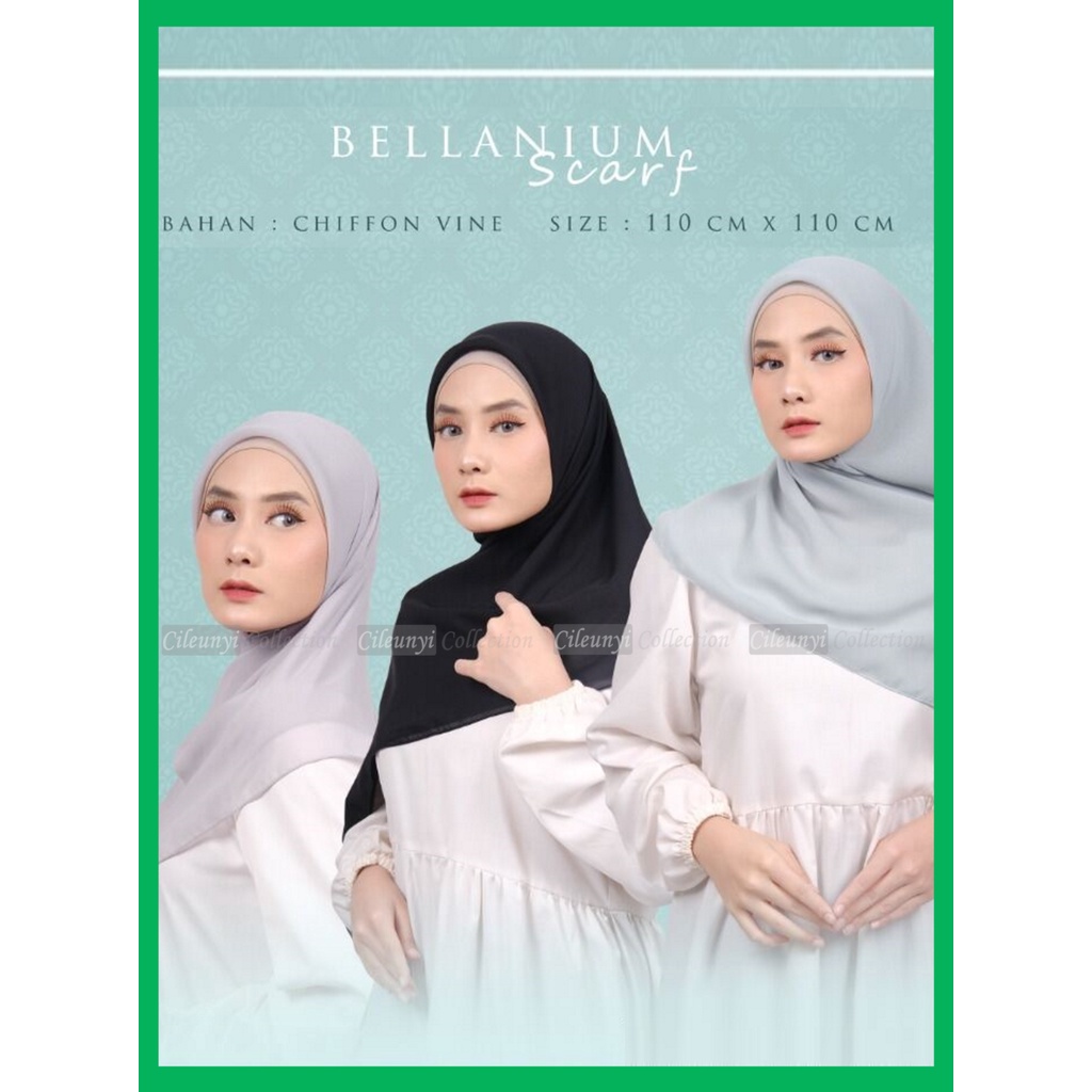 Jilbab Bellanium Scraft Ori Segi Empat Chiffon Vine