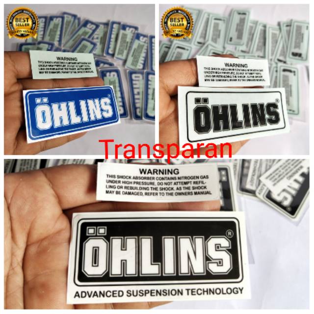 stiker warning OHLINS TRANSP   ARAN SHOK KUALITAS TERBAIK TER