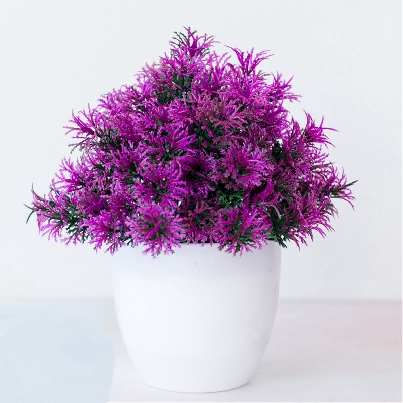 COD /POT TANAMAN  BUNGA HIAS BUNGA DEKORASI RUANGAN BUNGA PLASTIK HIAS P2040-UNGU