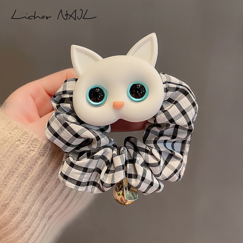 DELUNASHOP_Acc Ikat Rambut kucing Cat Pendant Scrunchie Kunciran