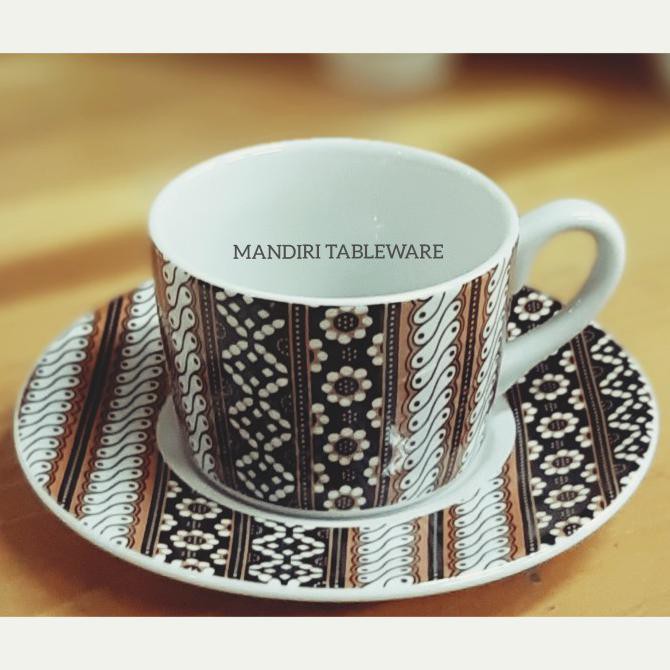 CANGKIR KERAMIK MOTIF BATIK MONDOKAN COFFEE SET / TEA SET - SIERA