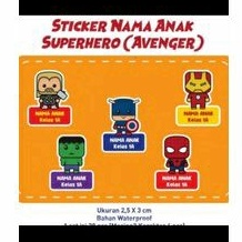 

Stiker label nama anak superhero spiderman ironman waterproof isi 35