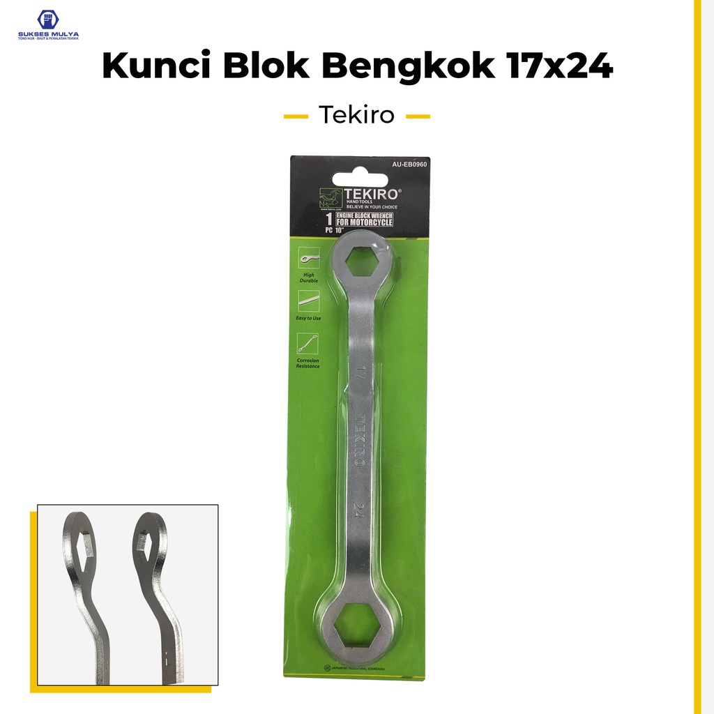 TEKIRO Kunci Blok Mesin 17x24 Bengkok Kunci Buka Tutup Klep