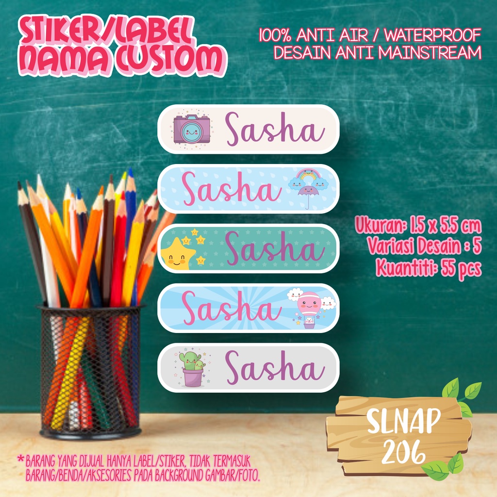 

sticker label nama waterproof kartun camera SLNAP 206
