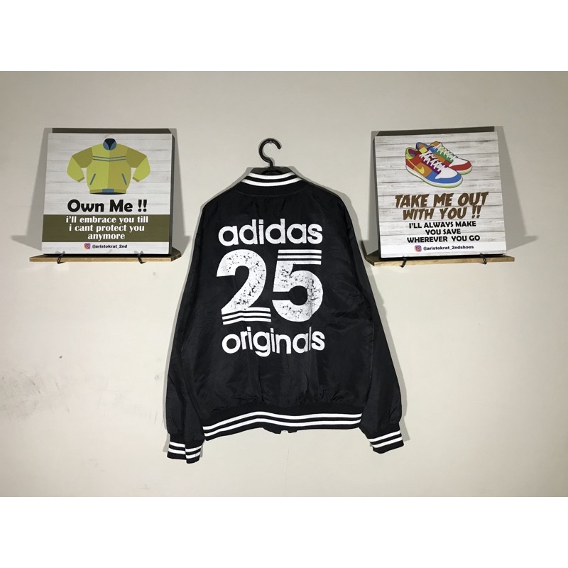 adidas varsity jaket bomber black hitam second bekas