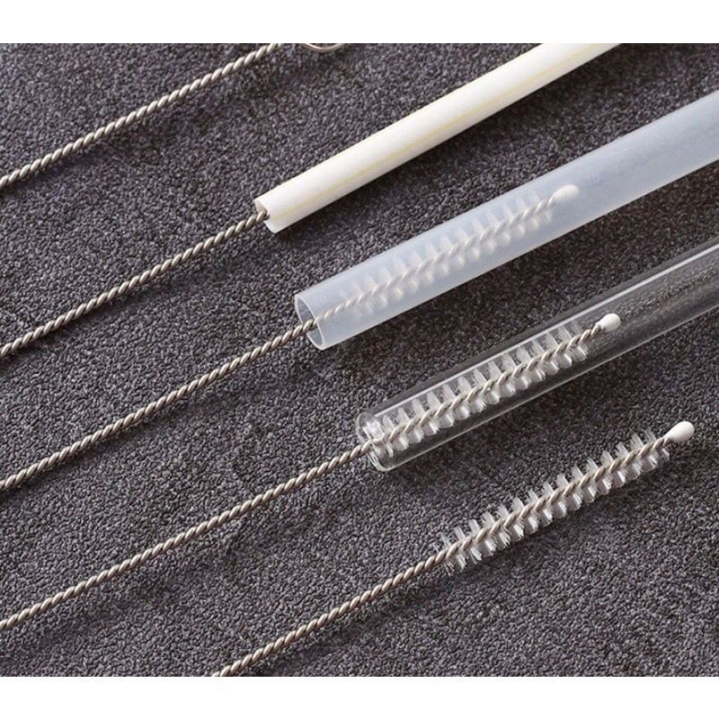 Sedotan Stainless Steel /Sikat Sedotan stainless Pembersih Dot Brush Straw Kawat Bengkok Lurus Panjang Alat Pembersih Gelas Bulu Halus Food Grade