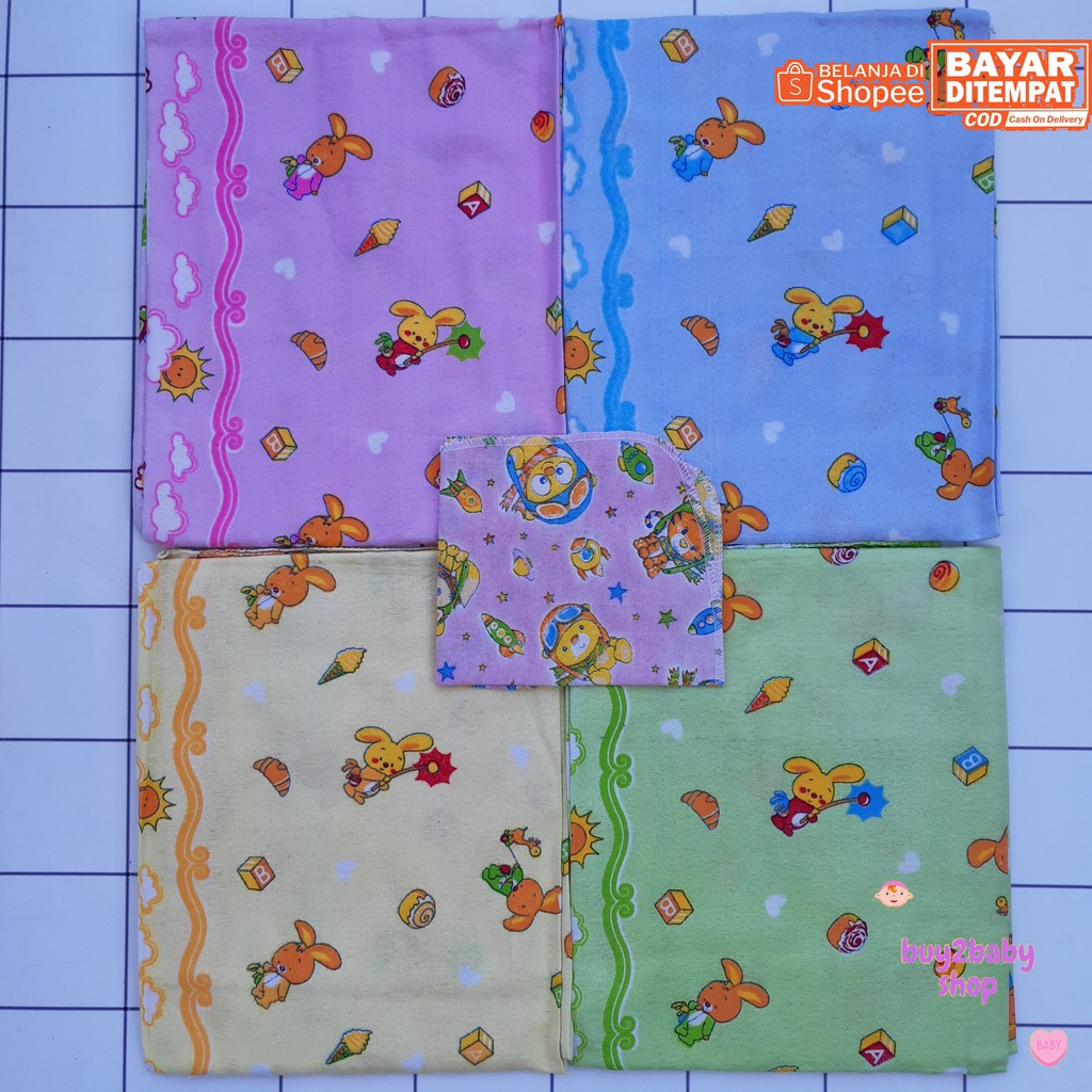 Bedong bayi HOGA full print warna motif hemat murah berkualitas 110 x 90 cm isi 3-6 PCS