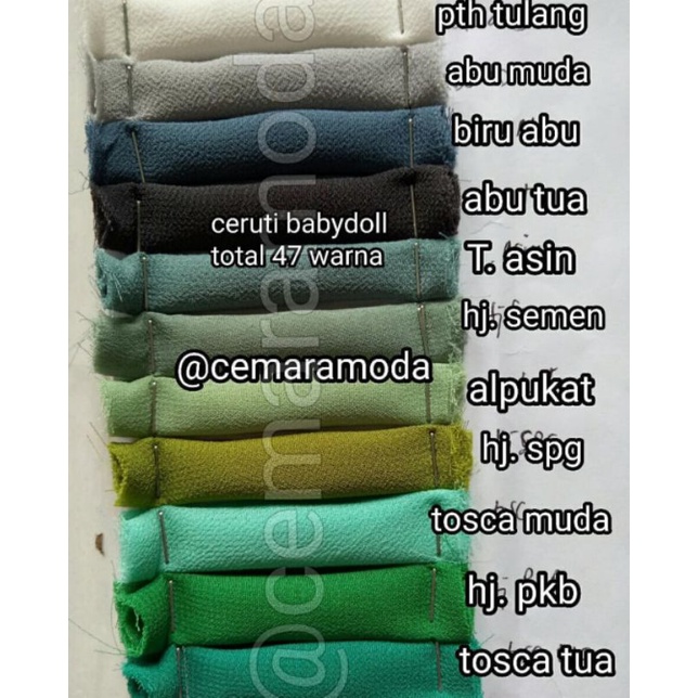 Kain Ceruti Babydoll Bahan PER 0.5meter / Ceruty Cerutty Cerutti Cerruti Seruty Seruti Baby Doll / kain gamis kerudung instant hijab instan jilbab pasminah segitiga