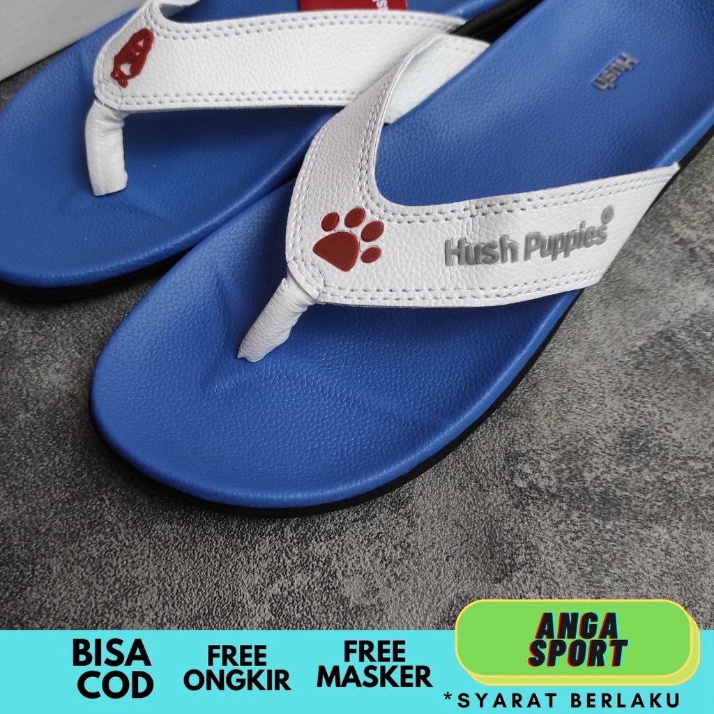 SANDAL HUSH PUPPIES JEPIT PRIA BIRU PREMIUM / SANDAL COWOK JEPIT DISTRO DEWASA KEREN / SENDAL KANTORAN JEPIT SANTAI