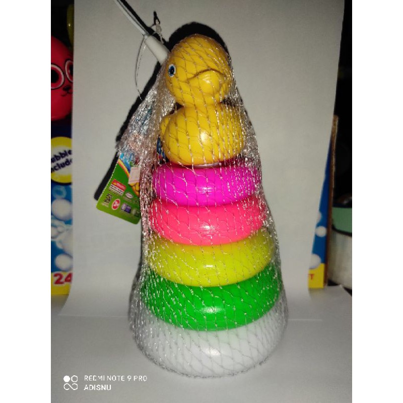 Mainan Anak Bayi Edufun Ring Donat Susun Stacking Duck Isi Ring Warna Plus 1 Bebek