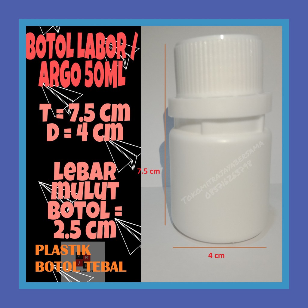 BOTOL LABOR - BOTOL ARGO - BOTOL HDPE - BOTOL PLASTIK-BOTOL PUPUK 50ML